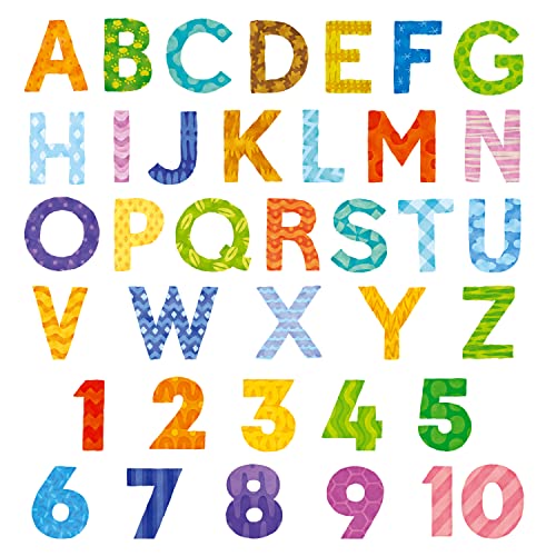 DECOWALL DS9-4003 Buntes Alphabet Zahlen Wandaufkleber ABC 123 Wandtattoo Abnehmbar für Kinderzimmer Schlafzimmer Wohnzimmer Kunstwandbilder Dekor Spielzimmer englische kinder lernen von DECOWALL