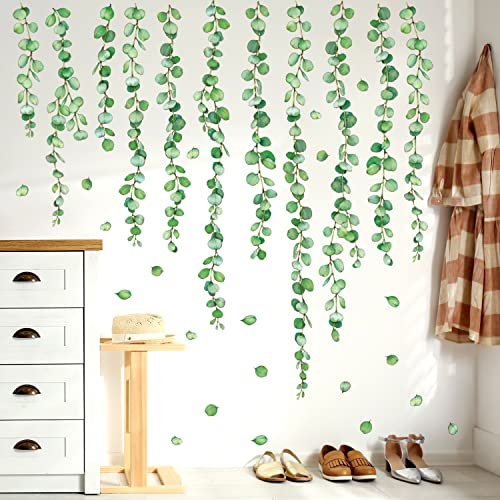 DECOWALL DS9-8052 Eukalyptusranken Wandtattoo Wandaufkleber für Kinder Wandaufkleber abziehen und aufkleben Blumendschungel Baum Pflanze Kaktus Heimdekoration große Tür von DECOWALL