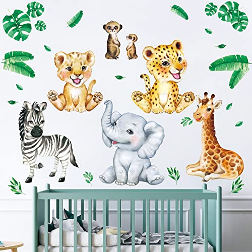 DECOWALL DS9-8067 Wandtattoo Safari Dschungel Tiere Wandaufkleber Elefant Giraffe Wandsticker Kinderzimmer Babyzimmer Schlafzimmer Wanddeko von DECOWALL