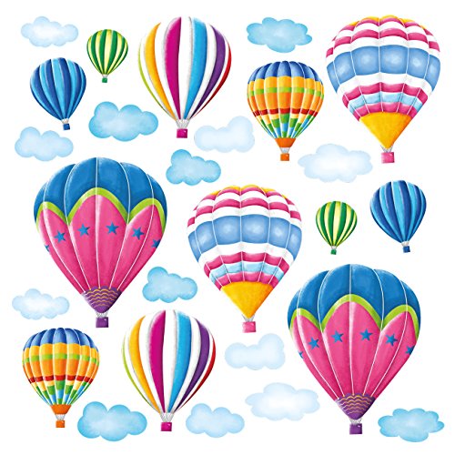 Heißluftballons im Himmel Wandtattoo Wandsticker Wandaufkleber Wanddeko für Wohnzimmer Schlafzimmer Kinderzimmer von DECOWALL
