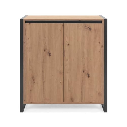 DEINE TANTE EMMA 002899 Denver 1 Artisan Eiche Nb. / anthrazit grau Kommode Sideboard Beistellkommode Stauraumkommode Schuhkommode ca. 80 x 88 x 40 cm von DEINE TANTE EMMA