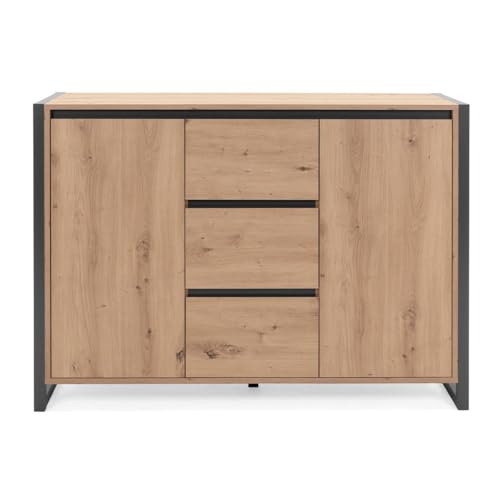 DEINE TANTE EMMA 002900 Denver 2 Artisan Eiche Nb. / anthrazit grau Kommode Sideboard Beistellkommode Stauraumkommode Schuhkommode ca. 120 x 88 x 40 cm von DEINE TANTE EMMA