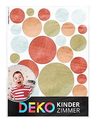 DEKO KINDERZIMMER Wandsticker Kreise für Kinderzimmer 120 Stück Wandtattoo Punkte Klebepunkte in Grün Hellblau Rot Set Wandaufkleber Dots DK1000A-12 von DEKO KINDERZIMMER