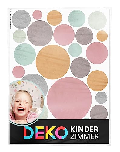 DEKO KINDERZIMMER Wandtattoo Klebepunkte für Kinderzimmer 120 Stück Wandsticker Dots Kreise Punkte in Rosa Mint Grau Set Wandaufkleber selbstklebend DK1000A-06 von DEKO KINDERZIMMER