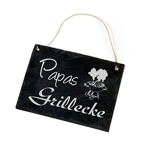 Schiefertafel Papas GRILLECKE - Schild Grill - 22 x 16 cm von DEKO-LANDO