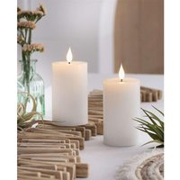 2x LED Kerze Classic in creme aus Echtwachs, flammenlos flackernd, 15 cm hoch, Stumpenkerzen Set mit Timer von DEKOLEIDENSCHAFT