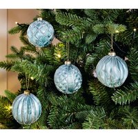 Dekoleidenschaft - Christbaumkugel Blau, 4er Set, Weihnachtskugeln aus Glas, xmas Weihnachtsdeko von DEKOLEIDENSCHAFT