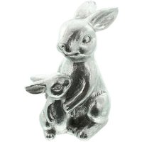 Dekoleidenschaft - Dekofigur Hasenmutter mit Kind in silber, Osterdeko, Hasenfigur, Gartendeko zu Ostern für Draußen von DEKOLEIDENSCHAFT