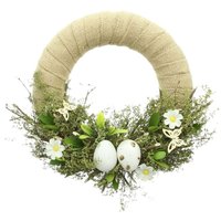 Dekoleidenschaft - Dekokranz Ostergarten mit Jute & Naturzweigen, Blüten und Eiern, ø 30 cm, Türkranz, Wandkranz, Osterkranz von DEKOLEIDENSCHAFT