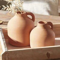 Dekoleidenschaft - 2x Vase Tonkrug aus Terracotta, Blumenvase mit Henkel, Dekovase für Trockenblumen von DEKOLEIDENSCHAFT