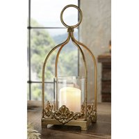 Windlicht Ornament aus Metall in gold in Antik Optik, 32 cm hoch, Kerzenhalter zum Aufängen oder Hinstellen, Hängewindlicht von DEKOLEIDENSCHAFT