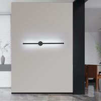 LED-Wandlampe mit 360° Rotation aus schwarzem Aluminium, 40 cm lang - Kühles Weiß 6500K für Schlafzimmer, Wohnzimmer, Esszimmer, Flur, Treppe von DELAVEEK