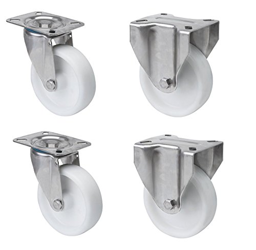 Satz je 2 Transportgeräterolle Bockrolle Lenkrolle Edelstahl 80 mm Rad aus Polyamid Anschraubplatte V2A INOX Edelstahlrolle Polyamidrad Satz je 2 Transportgeräterolle Bockrolle Lenkrolle Edelstahl 80 mm Rad aus Polyamid Anschraubplatte V2A INOX Edelstahlrolle Polyamidrad von DELEX-Rollen