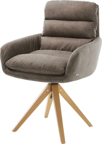 DELIFE Polsterstuhl Abelia-Flex mit Armlehnen Holzgestell kantig Natur Mikrofaser Taupe Vintage DELIFE Polsterstuhl Abelia-Flex mit Armlehnen Holzgestell kantig Natur Mikrofaser Taupe Vintage von DELIFE