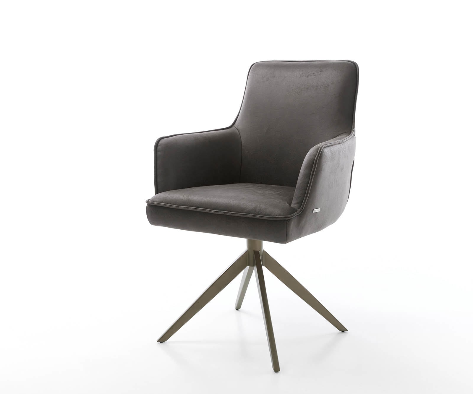 Drehstuhl Heira-Flex mit Armlehnen Mikrofaser Anthrazit Vintage Kreuzgestell breit Effektfinish Titan 360° drehbar Taschenfederkern Drehstuhl Heira-Flex mit Armlehnen Mikrofaser Anthrazit Vintage Kreuzgestell breit Effektfinish Titan 360° drehbar Taschenfederkern von DELIFE