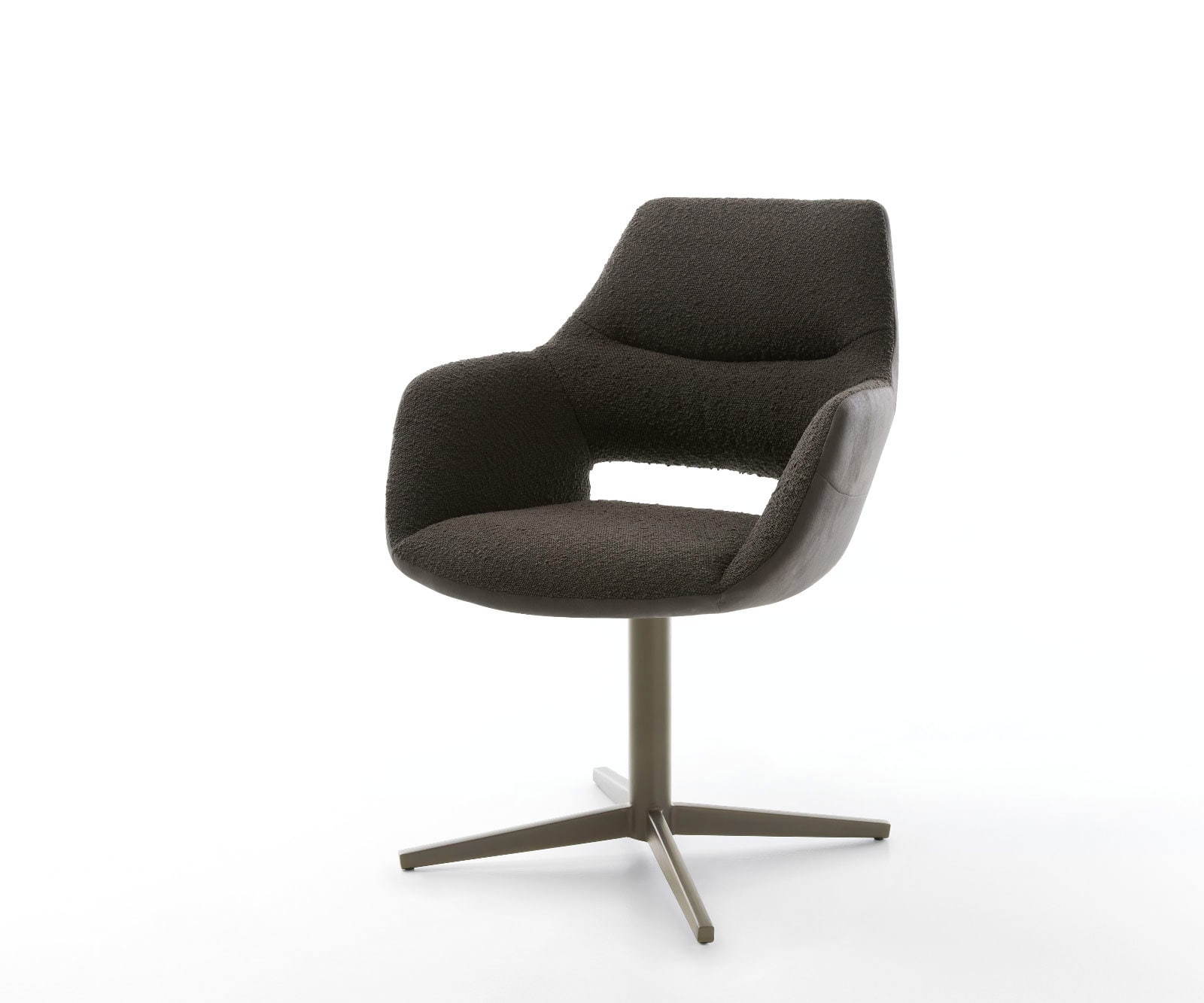 Drehstuhl Yago-Flex mit Armlehnen Materialmix Schwarz Fußkreuz Effektfinish Titan 360° drehbar Taschenfederkern Drehstuhl Yago-Flex mit Armlehnen Materialmix Schwarz Fußkreuz Effektfinish Titan 360° drehbar Taschenfederkern von DELIFE