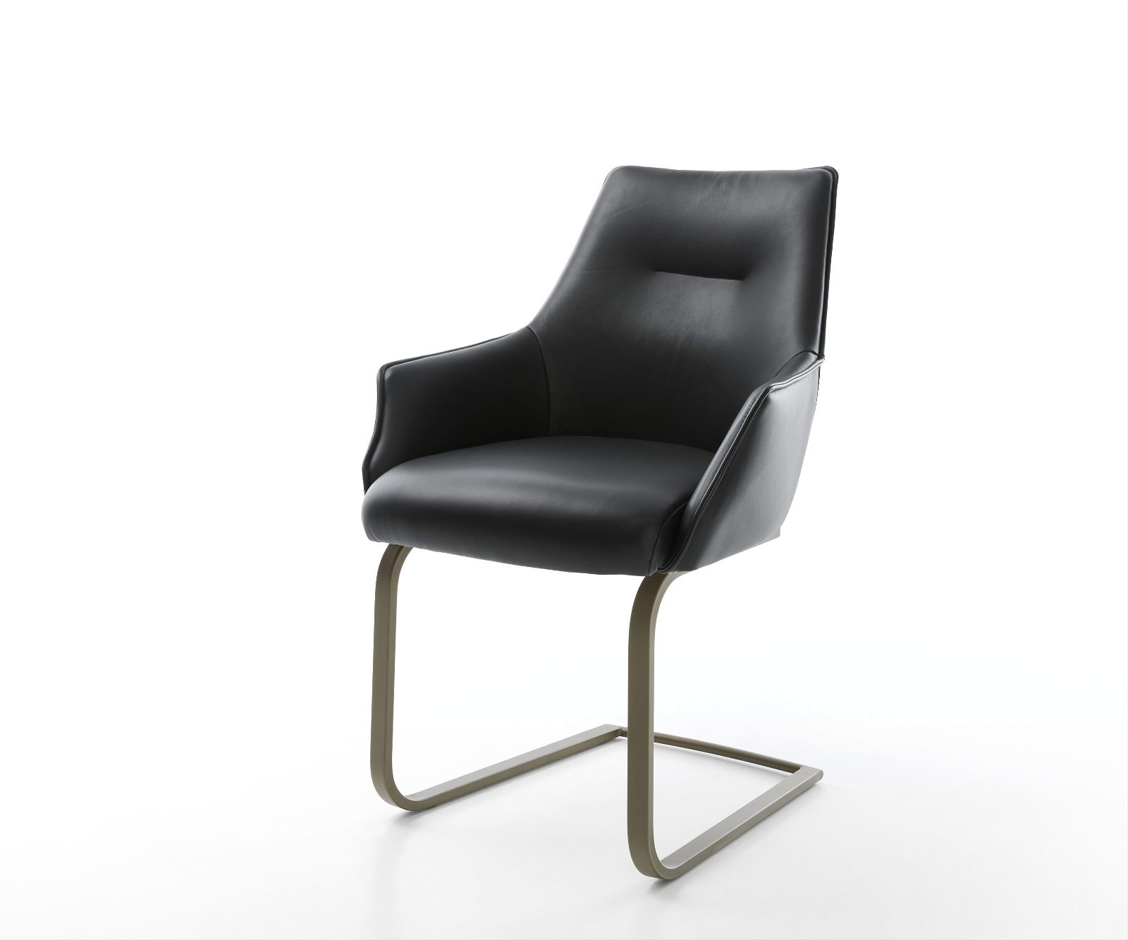 Freischwinger Alja-Flex mit Armlehnen Echt-Leder Schwarz Freischwinger flach Effektfinish Titan Taschenfederkern Freischwinger Alja-Flex mit Armlehnen Echt-Leder Schwarz Freischwinger flach Effektfinish Titan Taschenfederkern von DELIFE