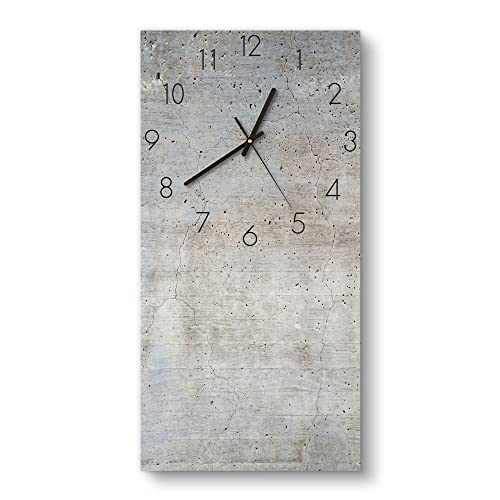 DEQORI Glasuhr | horizontal 30x60 cm | Motiv Unverputzte Zementtextur | große XXL Design Uhr aus Glas | leise Wanduhr für Wohnzimmer & Küche | Moderne Hingucker Uhr für die Wand von DEQORI