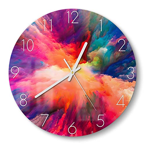 DEQORI Glasuhr | rund Ø 30 cm | Motiv Bunte Farbwolke | ausgefallene leise Design Uhr aus Glas | Wanduhr für Wohnzimmer & Küche | Moderne Hingucker Uhr für die Wand DEQORI Glasuhr | rund Ø 30 cm | Motiv Bunte Farbwolke | ausgefallene leise Design Uhr aus Glas | Wanduhr für Wohnzimmer & Küche | Moderne Hingucker Uhr für die Wand von DEQORI