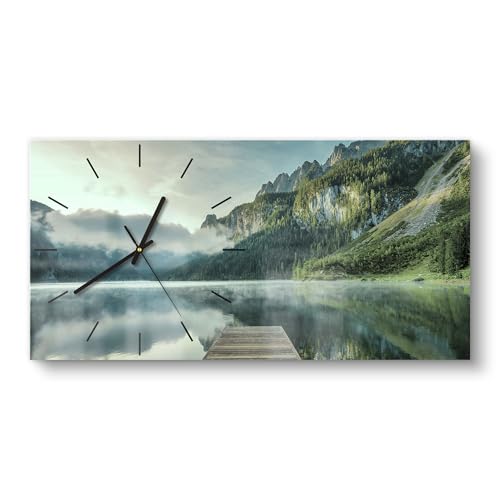 DEQORI Glasuhr | vertikal 60x30 cm | Motiv Nebelgeheimnis am See | große XXL Design Uhr aus Glas | leise Wanduhr für Wohnzimmer & Küche | Moderne Hingucker Uhr für die Wand DEQORI Glasuhr | vertikal 60x30 cm | Motiv Nebelgeheimnis am See | große XXL Design Uhr aus Glas | leise Wanduhr für Wohnzimmer & Küche | Moderne Hingucker Uhr für die Wand von DEQORI