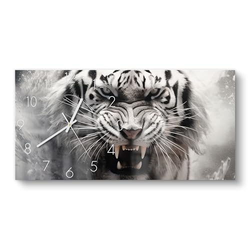 DEQORI Glasuhr | vertikal 60x30 cm | Motiv Wasserschlag des Tigers | große XXL Design Uhr aus Glas | leise Wanduhr für Wohnzimmer & Küche | Moderne Hingucker Uhr für die Wand DEQORI Glasuhr | vertikal 60x30 cm | Motiv Wasserschlag des Tigers | große XXL Design Uhr aus Glas | leise Wanduhr für Wohnzimmer & Küche | Moderne Hingucker Uhr für die Wand von DEQORI