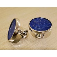 Lapis Lazuli Echte Halbe Kostbare Rundknöpfe - Kommode, Schreibtisch, Küchenknopf, Badezimmer von DESIGNBYELLO