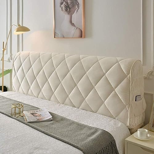 DEVINK Multifunktional Bett Kopfteil Dreieck Gepolstert, Dekorativ für, Ergonomie Rückenlehne Wandkissen, Tragbar Kopfstütze Wandschutz, mit Abnehmbarem Bezug Grau Kordsamt(200cm,White) von DEVINK