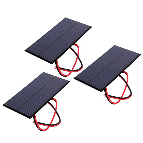 DEWIN Solarpanel, 3 Stück DC 6V 1W Solarpanel-Zellen-Leistungsmodul Polykristallines Silizium-Solarpanel mit 30 cm Kabel von DEWIN