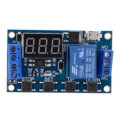 DEWIN Timer Modul, Einstellbares Timer Modul Zeitschalter, 5V Modul 6V Zeitschaltuhr Auslöseverzögerung Ein/Aus Zeitschaltuhr Relais Schaltmodul Mit LED Anzeige Micro USB von DEWIN