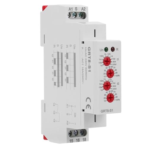 DEWIN Zeitrelais, GRT8-S1 AC 230V Min Asymmetrischer Zyklus Timer EIN/AUS Wiederholen Sie das Zykluszeitrelais von DEWIN