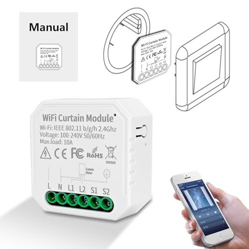 DEWIN WIFI Smart Switch,240V 10A Jalousien und Vorhänge Zeitschaltuhr Relaismodul TUYA APP Fernbedienung, Google Home, Alexa Sprachsteuerung von DEWIN