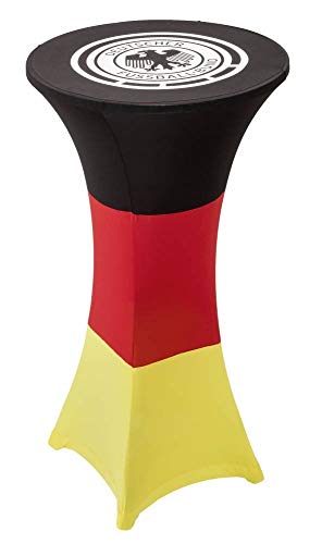 DFB Deutschland Fan Stretch-Tischhusse Ø 60/65 cm schwarz, rot, Gold Stehtisch Husse Bistrotisch Bezug für Jede Fussball EM/WM Party Fanartikel von DFB