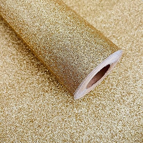 DHHOUSE Gold Glitzer Tapete, Selbstklebend Glitzer tapete für Wände (44 cm x 5 m) von DHHOUSE