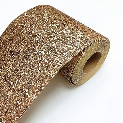 DHHOUSE Gold Glitzer Tapetenbordüre, Selbstklebend funkeln bordüre 13 cm x 5 meters (Gold) von DHHOUSE