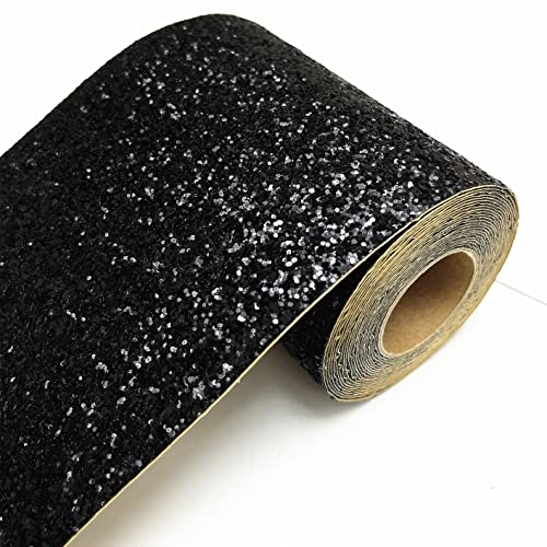 DHHOUSE Schwarz Glitzer Tapetenbordüre, Selbstklebend funkeln bordüre 13 cm x 5 meters (Schwarz) von DHHOUSE