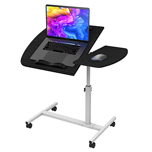 DHHOZAMZ 60x40cm Laptoptisch mit Rollen, Laptopständer Computertisch Höhenverstellbarer 61.5-96.5cm, Klappbarer Computertisch Klapptisch Mobiler Beistelltisch Schreibtisch PC Tisch für Büro, Schwarz von DHHOZAMZ