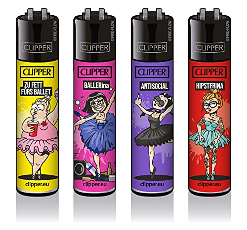 Clipper Classic Original Feuerzeug Feuerzeuge - Ballerinas - 4er Set + Clipper DHOBIA FeuerzeugLMC148 von DHOBIA