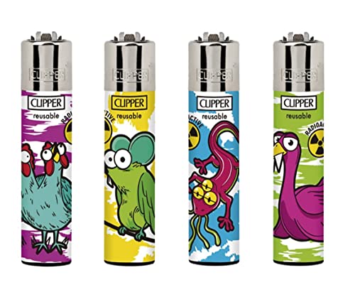 Clipper Classic Original Herbst Kollektion 2021 (Mutant Animals) + Clipper DHOBIA Feuerzeug - wiederverwendbares, nachfüllbares und Wieder flinbares Kunststoff-Taschenfeuerzeug von DHOBIA