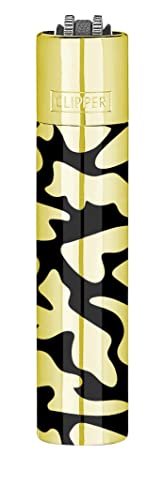 Clipper Metall Large Feuerzeug Gas - 1x Feuerzeug Edles Design inkl. Geschenk Box + DHB (Camouflage Gold) von DHOBIA