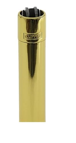 Clipper Metall Large Feuerzeug Gas - 1x Feuerzeug Edles Design inkl. Geschenk Box + DHB (Gold - Glänzend) von DHOBIA