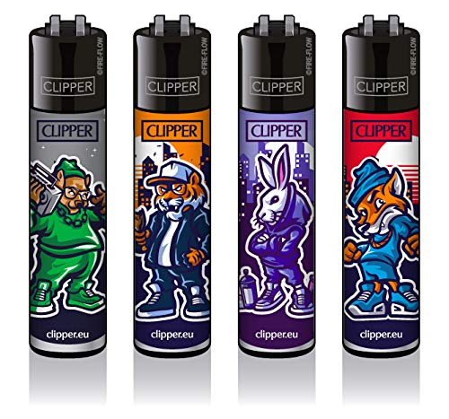 Original Clipper Classic Feuerzeuge 4er Set 2022 + 1 Clipper DHOBIA Feuerzeug GRATIS (Ghetto Animals) von DHOBIA