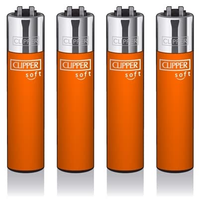 Original Clipper Feuerzeuge Einfarbig 4er Set (z.B. Soft Touch, Crystal, Metalic, solid Fluro) + 1 Clipper DHOBIA Feuerzeug GRATIS (Soft Touch Fluo Orange) von DHOBIA