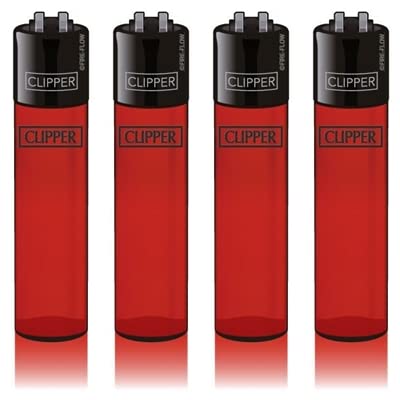 Original Clipper Feuerzeuge Einfarbig 4er Set (z.B. Soft Touch, Crystal, Metalic, solid Fluro) + 1 Clipper DHOBIA Feuerzeug GRATIS (Transluclent Rot) von DHOBIA