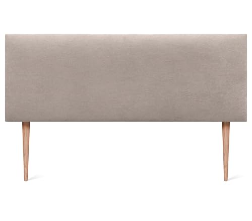 DHOME Kopfteil aus Kunstleder oder Stoff AQUALINE Glatt mit Beinen Kopfteil gepolstert Luxusbett Kopfteil (145x105cm Mit Füßen (Betten 120/135/140), Stoff Beige) von DHOME