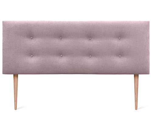 DHOME AQUALINE Pro Kopfteil aus Kunstleder oder Stoff, mit 2 Reihen von Knöpfen und Beinen, gepolstertes Kopfteil, luxuriöses Bett (rosa Stoff, 160 x 105 cm (Betten 150/160) von DHOME