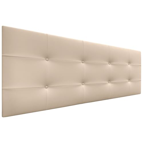 DHOME Kopfteil, gepolstertes Bett Kopfteil 8cm dick. Gepolstertes Kopfteil ACUALINE Stoff und Kunstleder. Bett-Kopfteile (Kuntsleder Beige, 160cm (Betten 150/160)) von DHOME