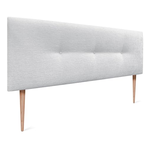 DHOME Kopfteil Natürliche Wolle Finish mit Knöpfen gepolstert Kopfteil Bett Schlafzimmer gepolstert Bettwäsche Winter Luxury (Weiß Wolle, 150x105cm (150)) von DHOME