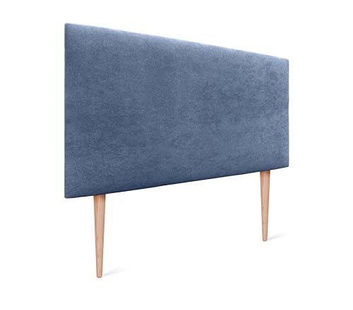 DHOME Kopfteil aus Kunstleder oder Stoff AQUALINE Glatt mit Beinen Kopfteil gepolstert Luxusbett Kopfteil (95x105cm Mit Füßen (Betten 70/80/90), Stoff Blau) von DHOME