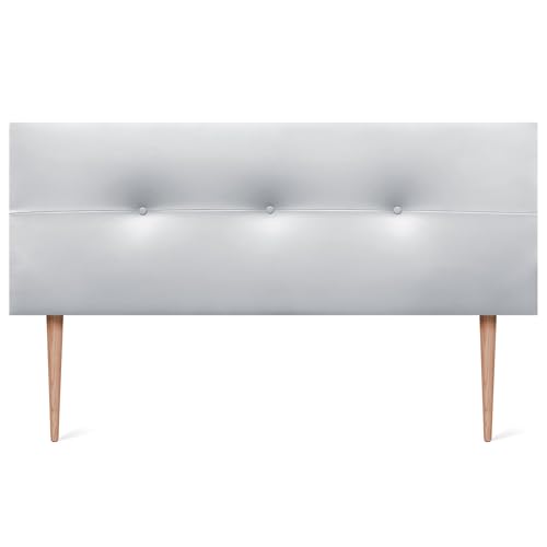 DHOME Kopfteil aus Kunstleder oder Stoff AQUALINE Pro Kopfteil Polsterkopfteil Luxusbett (Kuntsleder Weiß, 150x105cm Mit Füßen (Betten 150/160)) von DHOME