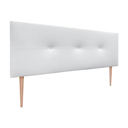 DHOME Kopfteil aus Kunstleder oder Stoff AQUALINE Pro Kopfteil Polsterkopfteil Luxusbett (Kuntsleder Weiß, 160x105cm Mit Füßen (Betten 150/160)) von DHOME